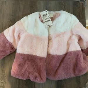 *New with Tags* Toddler/Baby 12 month pink faux fur jacket